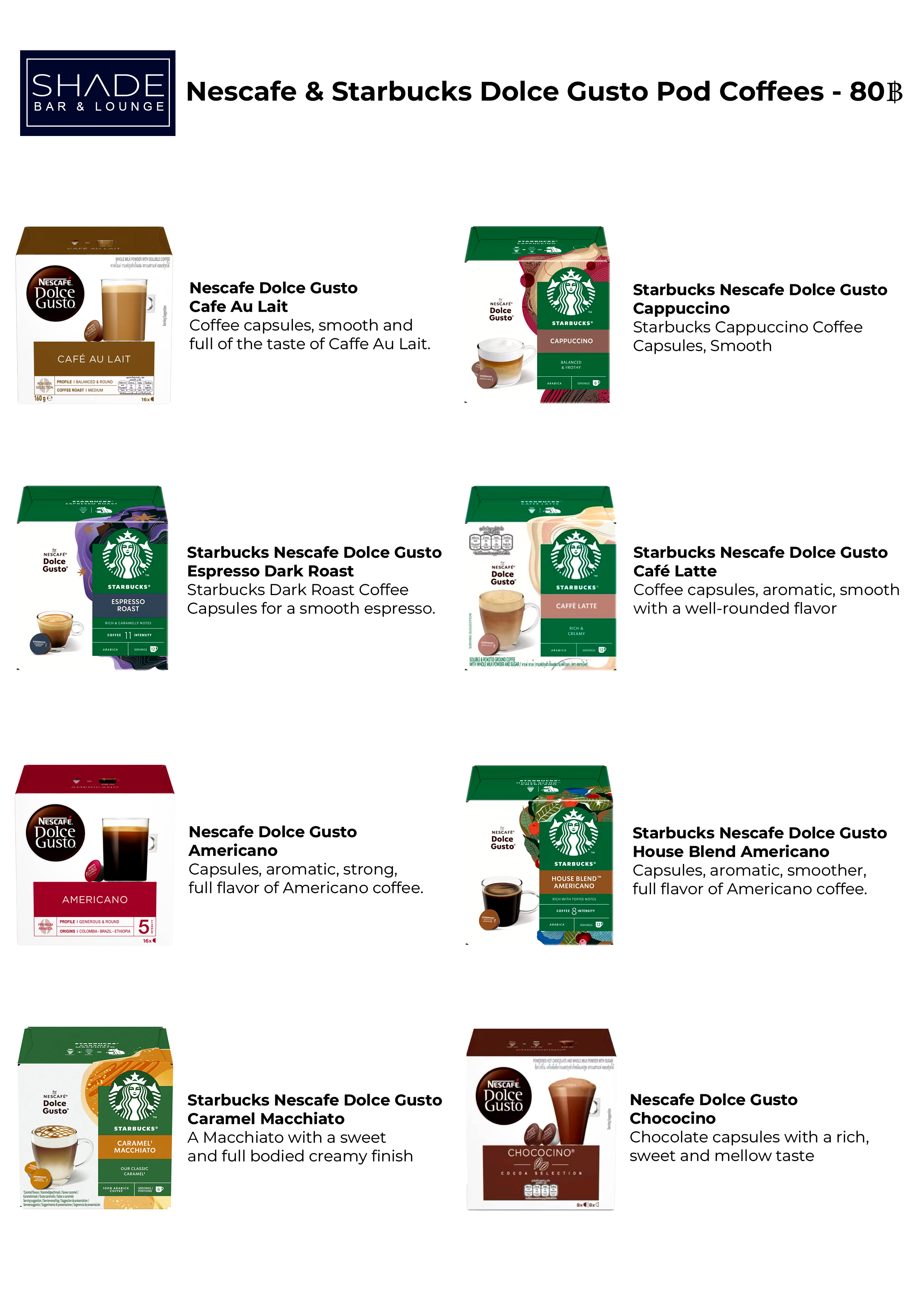 Shade bar pattaya coffee menu