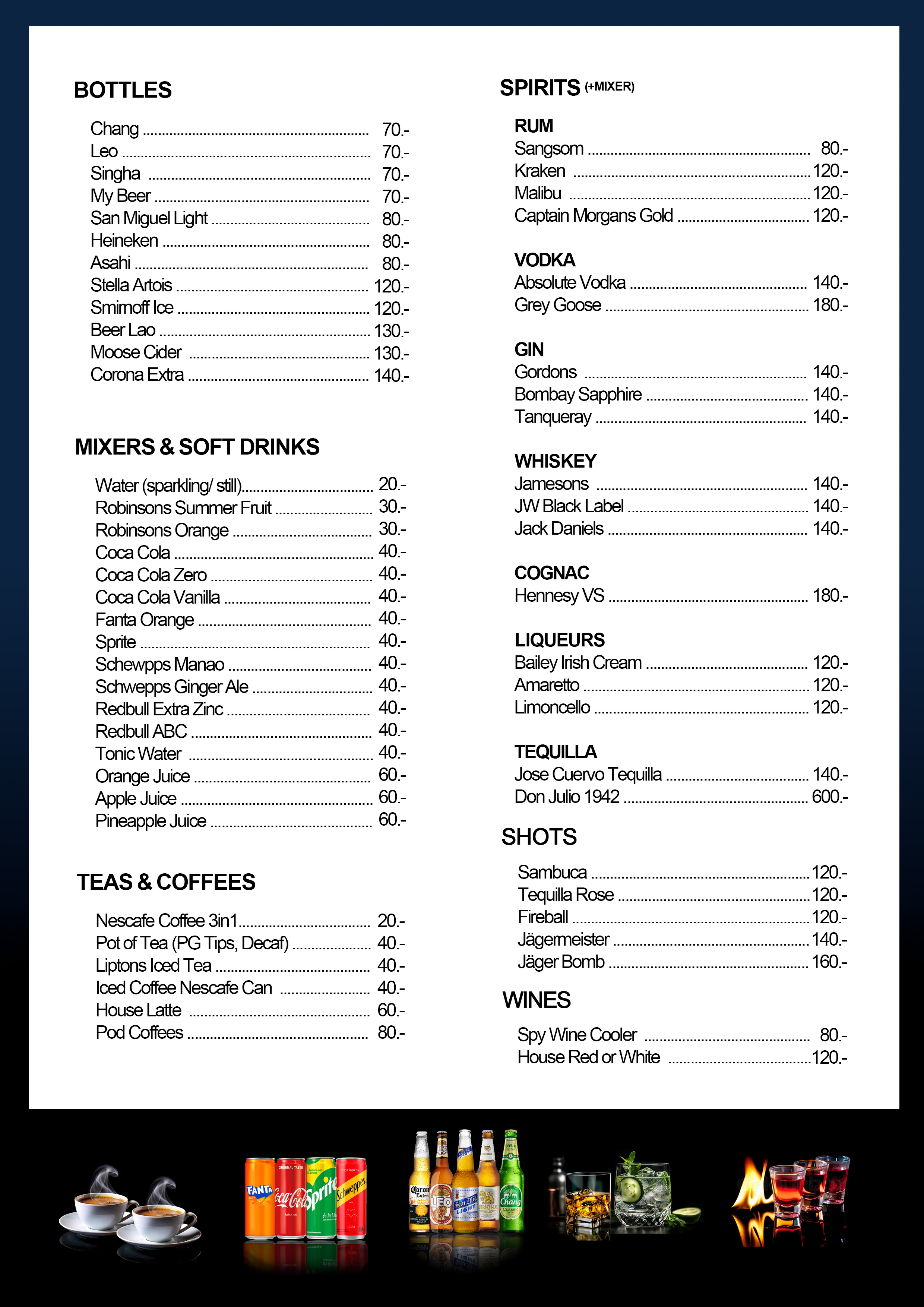 Shade bar pattaya drinks menu